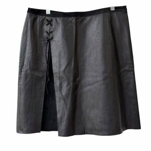 Willi Smith Black Lambskin‎ Leather A-line Skirt Size 12